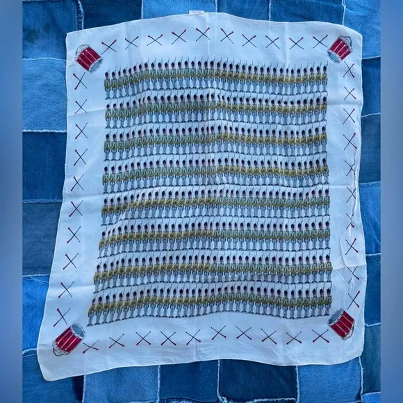 GlentexRare 40s 50s X-Mas Toy Soldiers & Drums 100% Silk Large Square Scarf